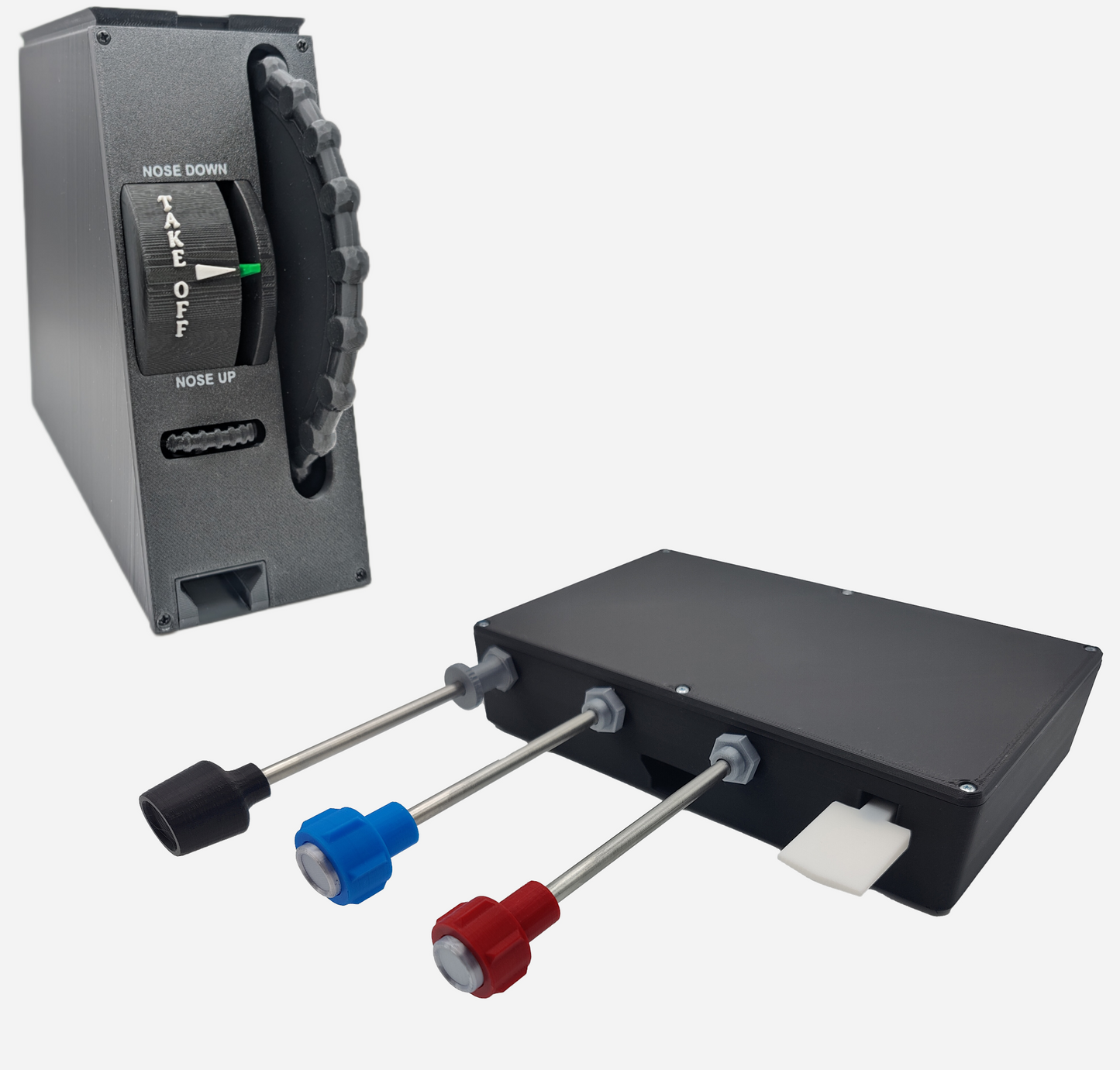 Throttle, Propeller, Mixture and Flaps (TPM) Controller and Full Size Trim Wheel For Flight Simulators - Combo