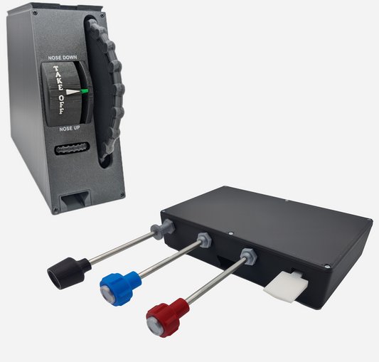 Throttle, Propeller, Mixture and Flaps (TPM) Controller and Full Size Trim Wheel For Flight Simulators - Combo