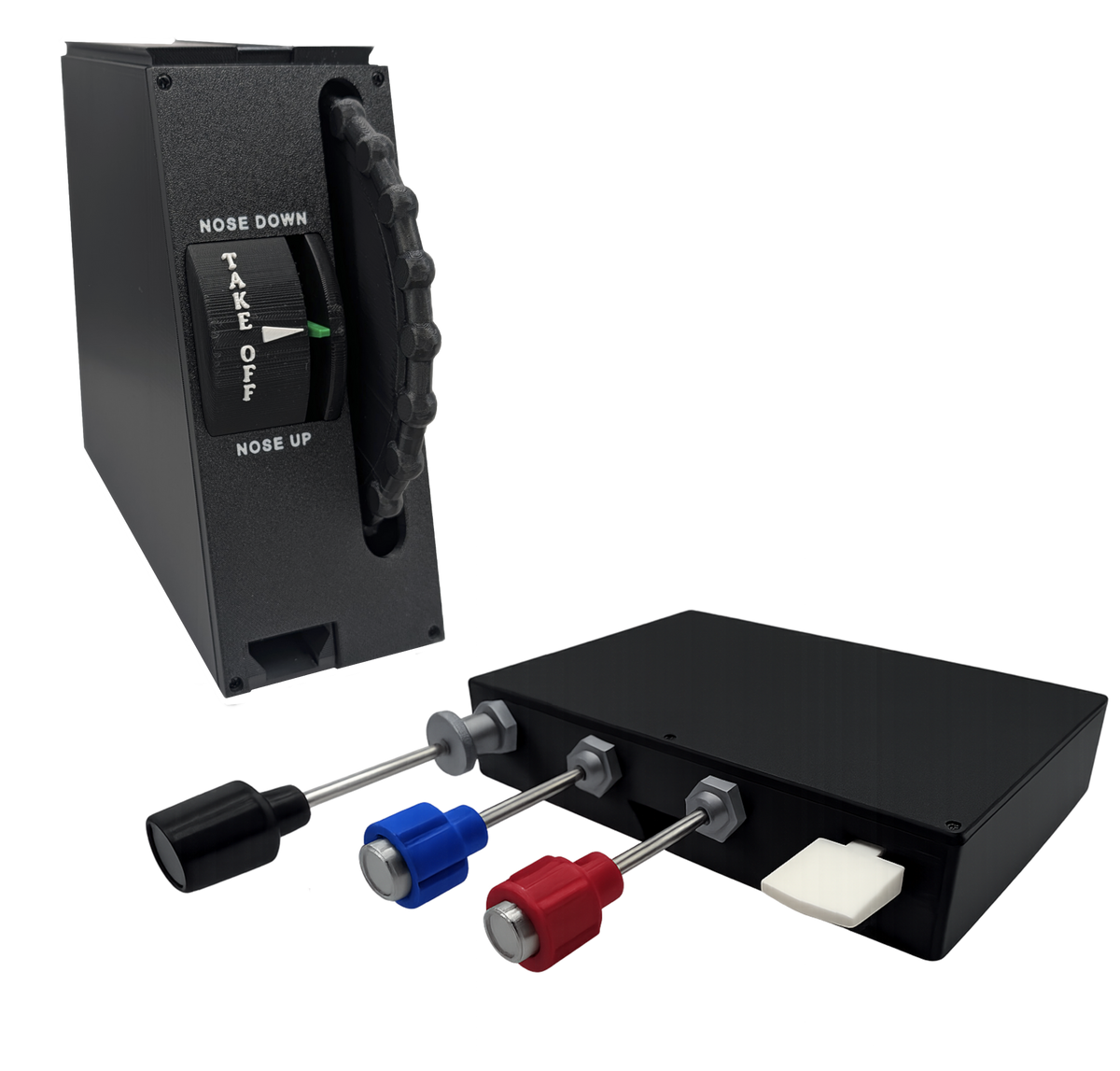 Flight Simulator Controller Vernier Throttle, Propeller, Mixture and Flaps Controller and Full Size Trim Wheel Combo - Flight Sim Stuff