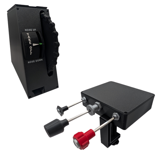 Carb Heat, Throttle, Mixture Controller and Full Size Trim Wheel For Flight Simulators - Combo