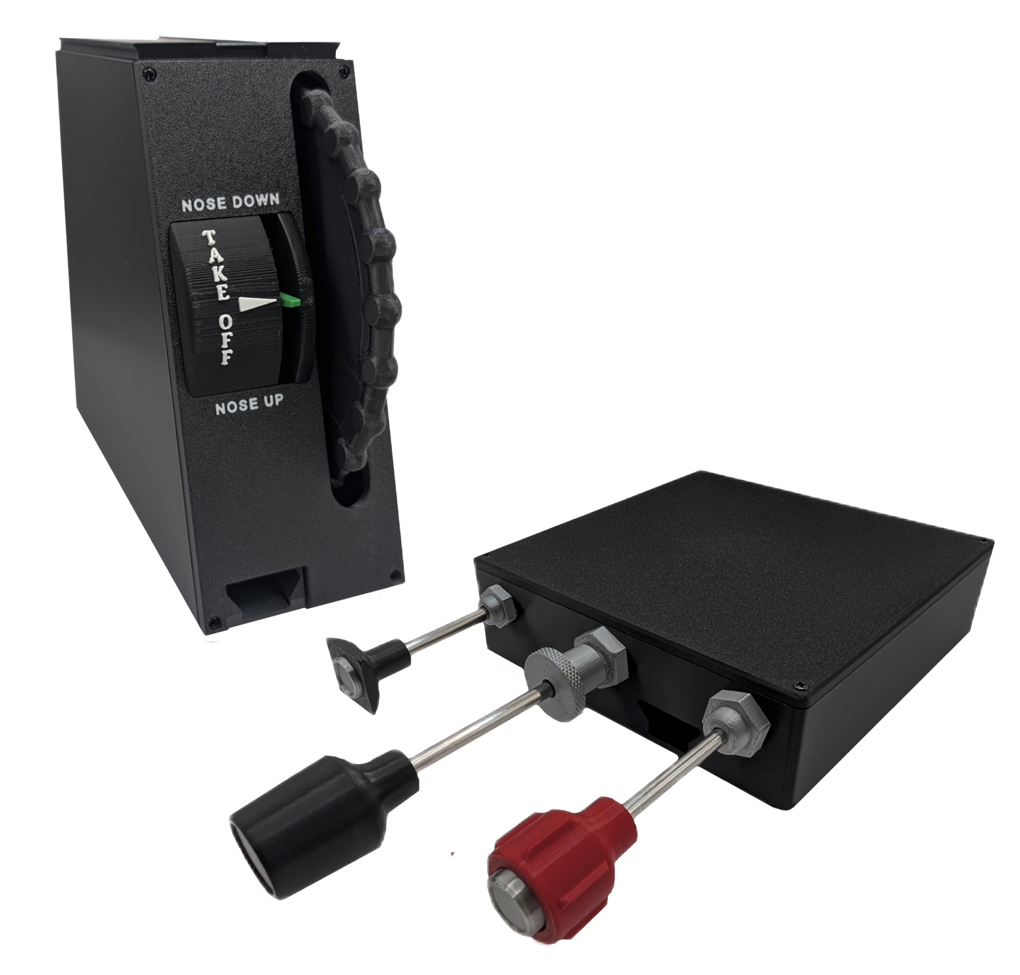 Vernier Carb Heat, Throttle, Mixture Controller and Full Size Trim Wheel For Flight Simulators - Combo