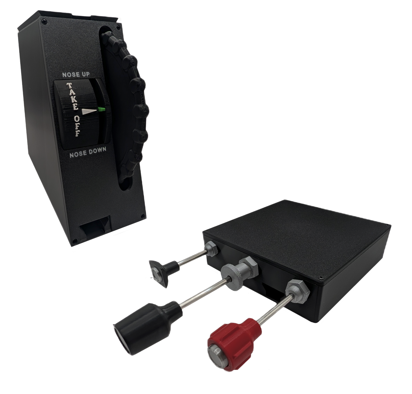 Vernier Carb Heat, Throttle, Mixture Controller and Full Size Trim Wheel For Flight Simulators - Combo