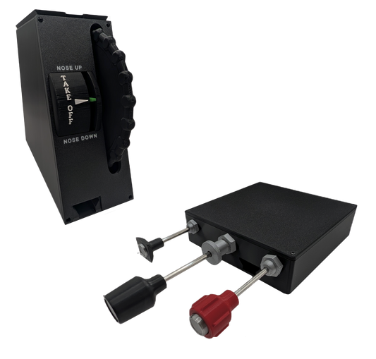 Vernier Carb Heat, Throttle, Mixture Controller and Full Size Trim Wheel For Flight Simulators - Combo