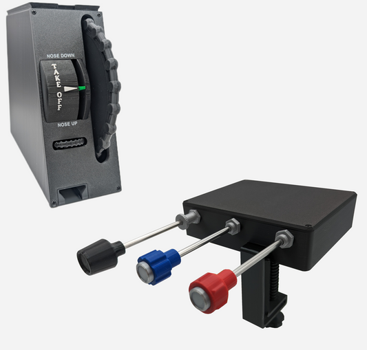 Throttle, Propeller, Mixture (TPM) Controller and Full Size Trim Wheel For Flight Simulators - Combo