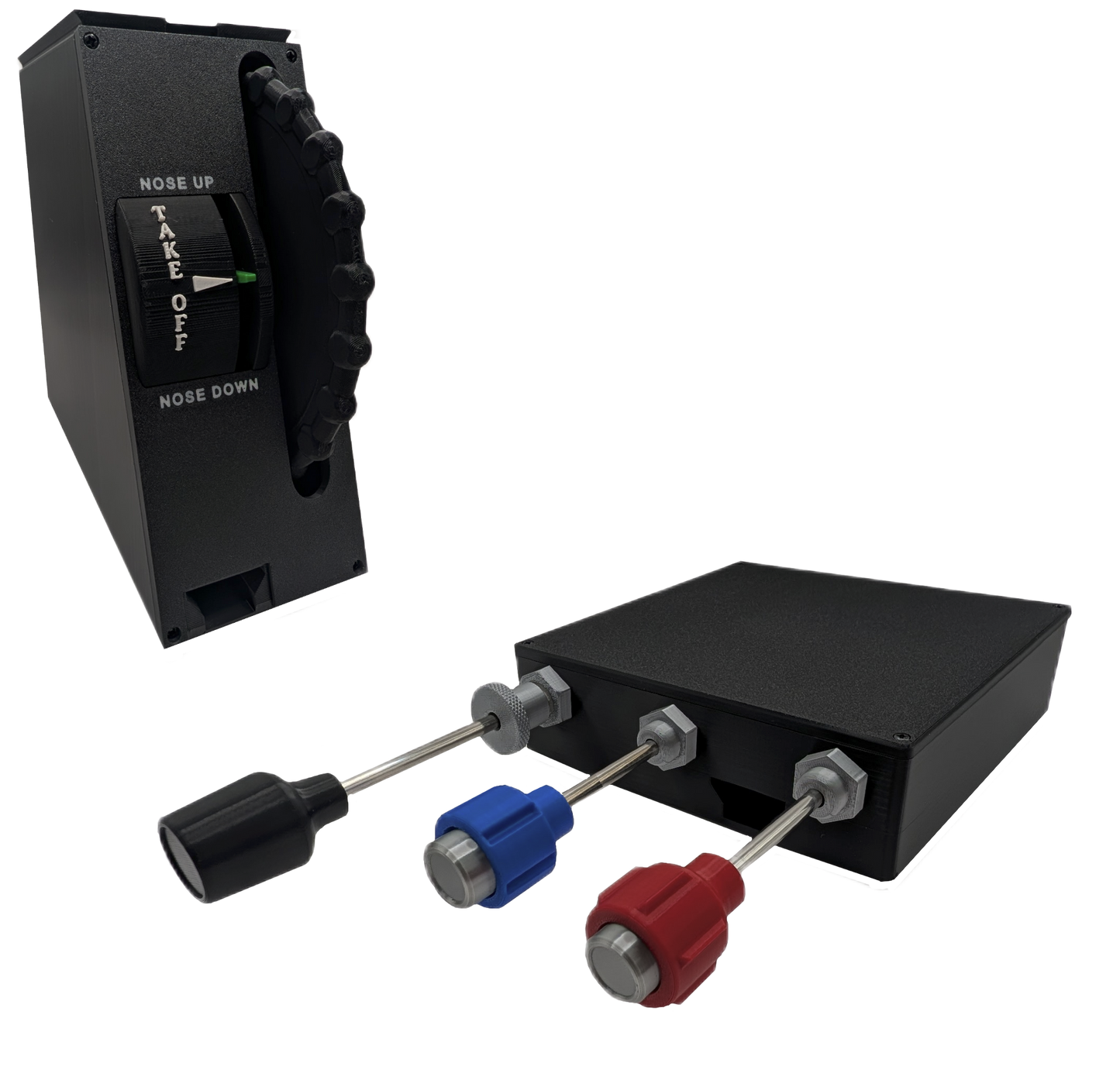 Vernier Throttle, Propeller, Mixture (TPM) Controller and Full Size Trim Wheel For Flight Simulators - Combo