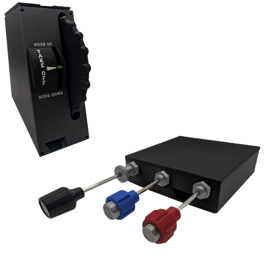 Vernier Throttle, Propeller, Mixture (TPM) Controller and Full Size Trim Wheel For Flight Simulators - Combo
