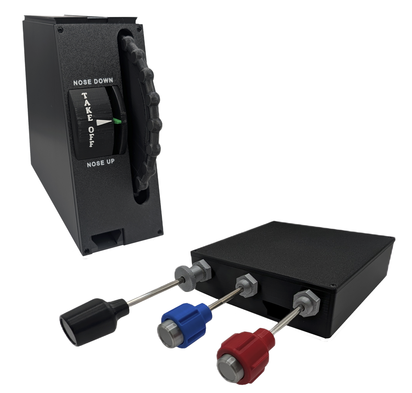 Vernier Throttle, Propeller, Mixture (TPM) Controller and Full Size Trim Wheel For Flight Simulators - Combo