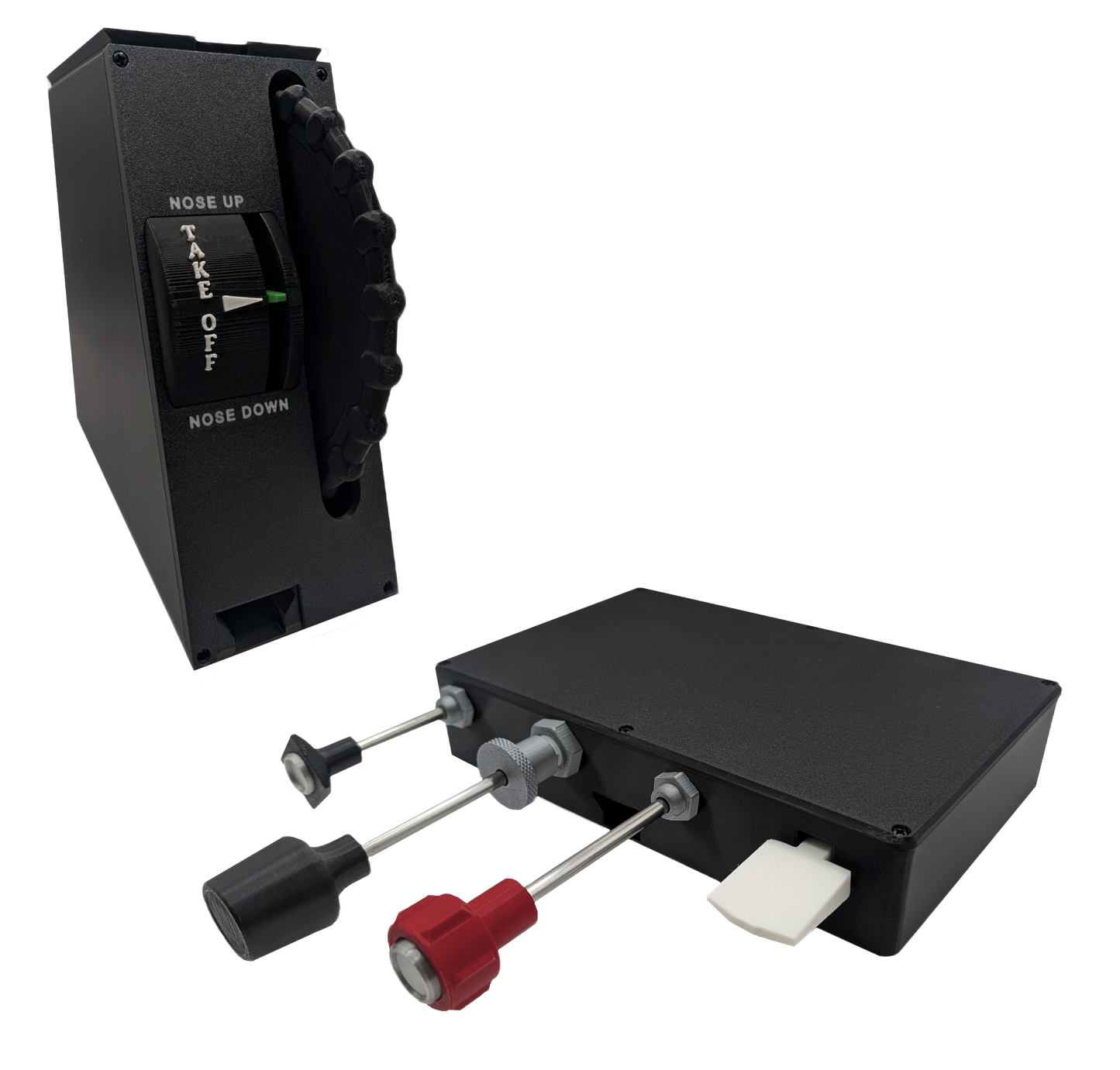 Carb Heat, Throttle, Mixture and Flaps (TPM) Controller and Full Size Trim Wheel For Flight Simulators - Combo