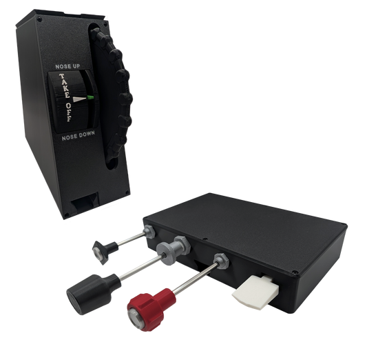 Carb Heat, Throttle, Mixture and Flaps (TPM) Controller and Full Size Trim Wheel For Flight Simulators - Combo