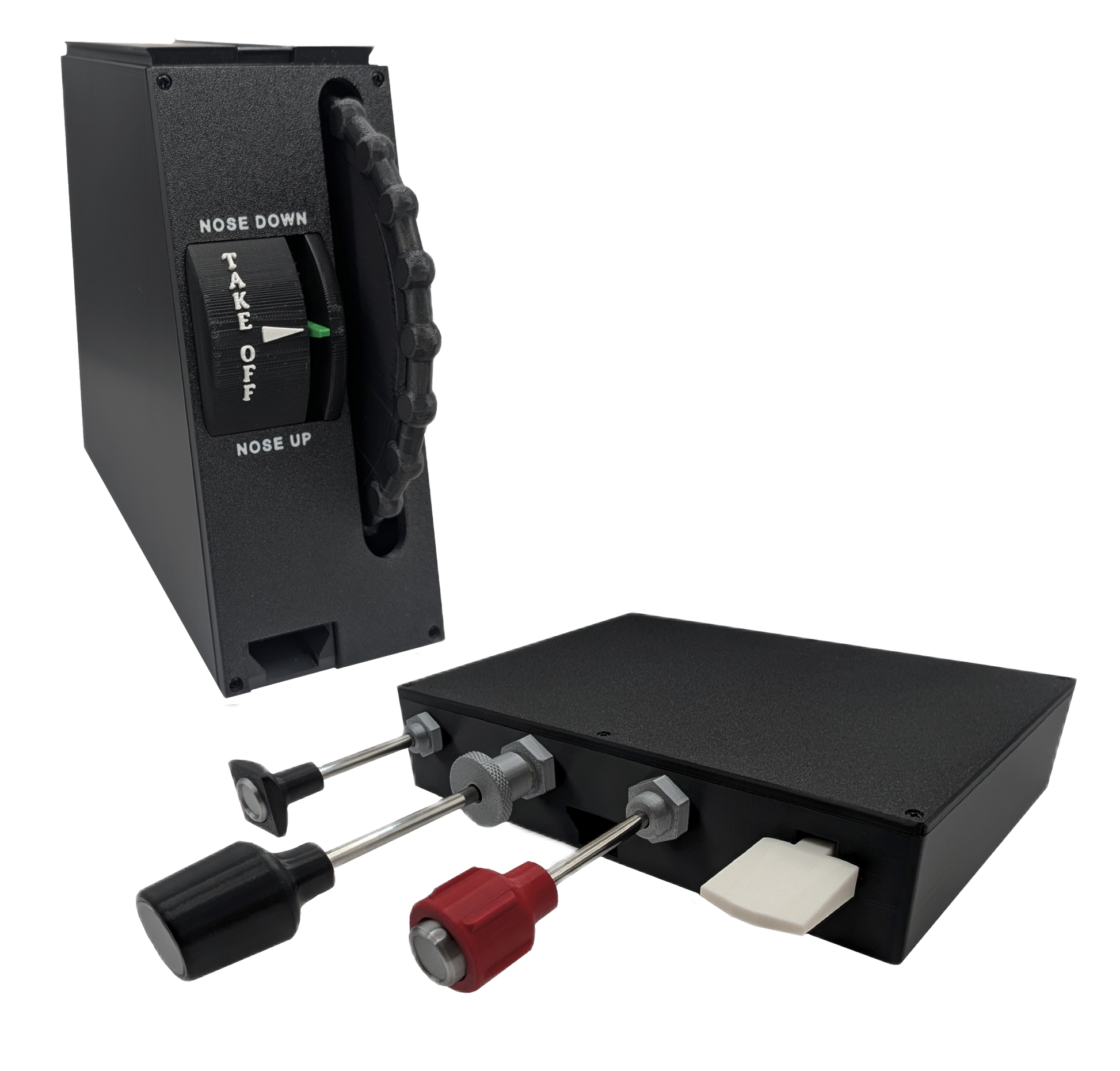 Flight Simulator Controller Vernier Carb Heat, Throttle, Mixture and Flaps Plus Full Size Trim Wheel - Combo - Flight Sim Stuff