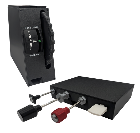 Vernier Carb Heat, Throttle, Mixture and Flaps Controller and Full Size Trim Wheel - Combo
