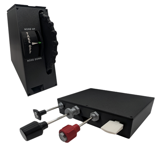 Vernier Carb Heat, Throttle, Mixture and Flaps Controller and Full Size Trim Wheel - Combo