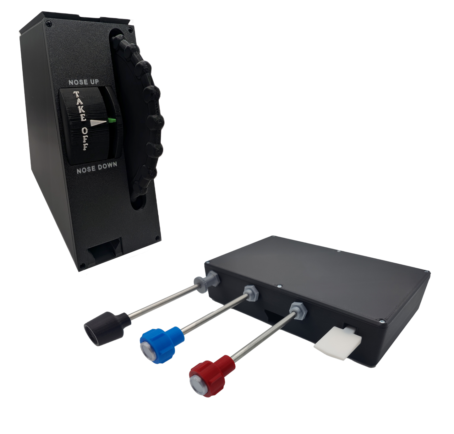 Throttle, Propeller, Mixture and Flaps (TPM) Controller and Full Size Trim Wheel For Flight Simulators - Combo
