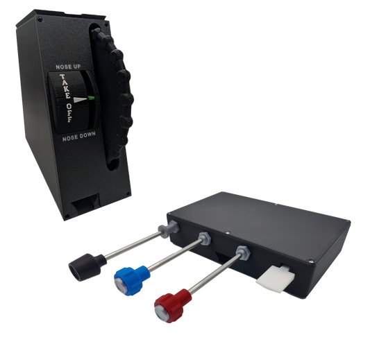 Throttle, Propeller, Mixture and Flaps (TPM) Controller and Full Size Trim Wheel For Flight Simulators - Combo