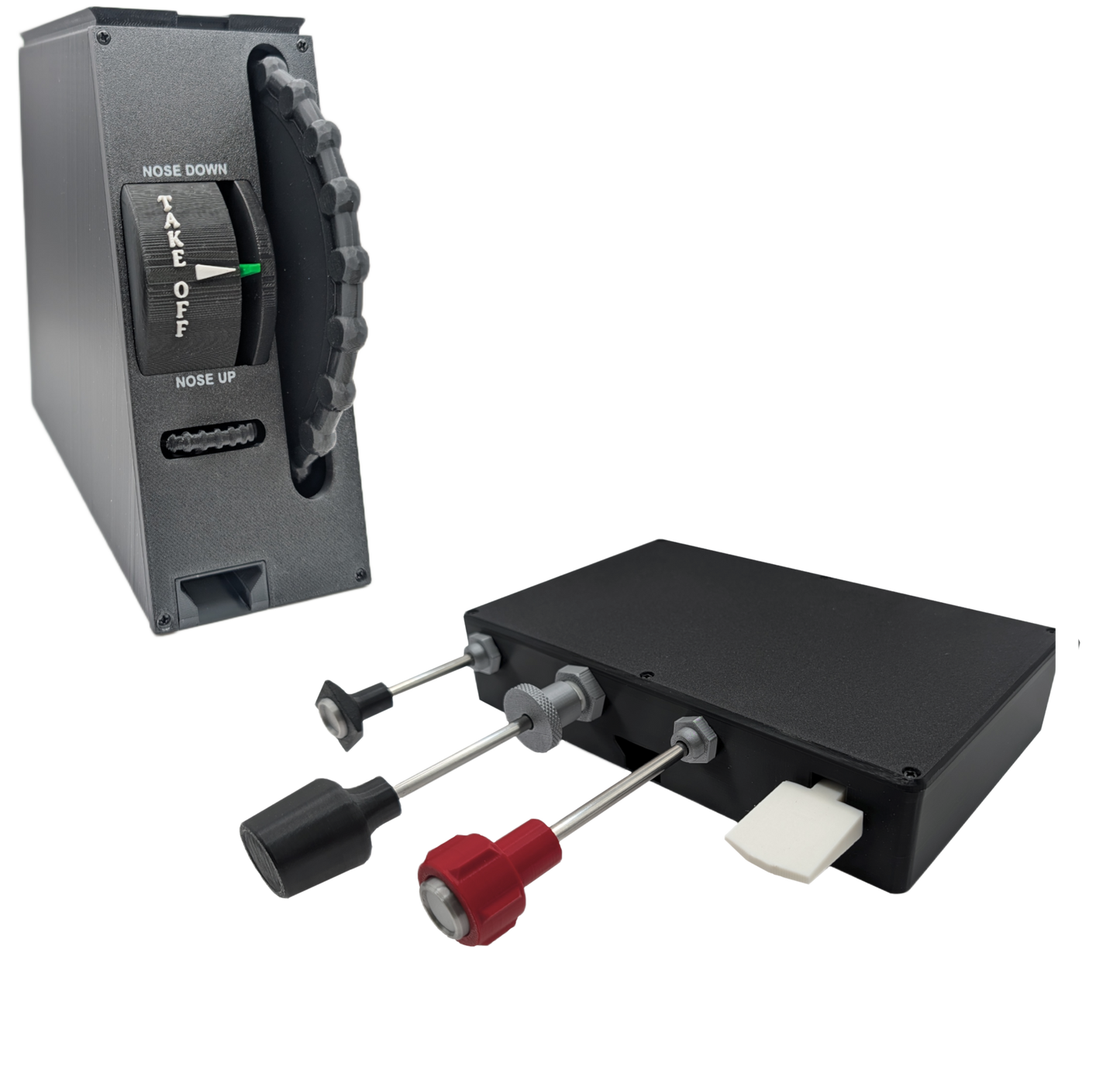 Carb Heat, Throttle, Mixture and Flaps (TPM) Controller and Full Size Trim Wheel For Flight Simulators - Combo