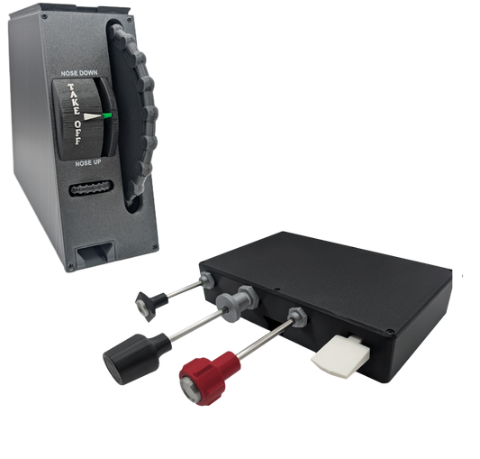 Carb Heat, Throttle, Mixture and Flaps (TPM) Controller and Full Size Trim Wheel For Flight Simulators - Combo