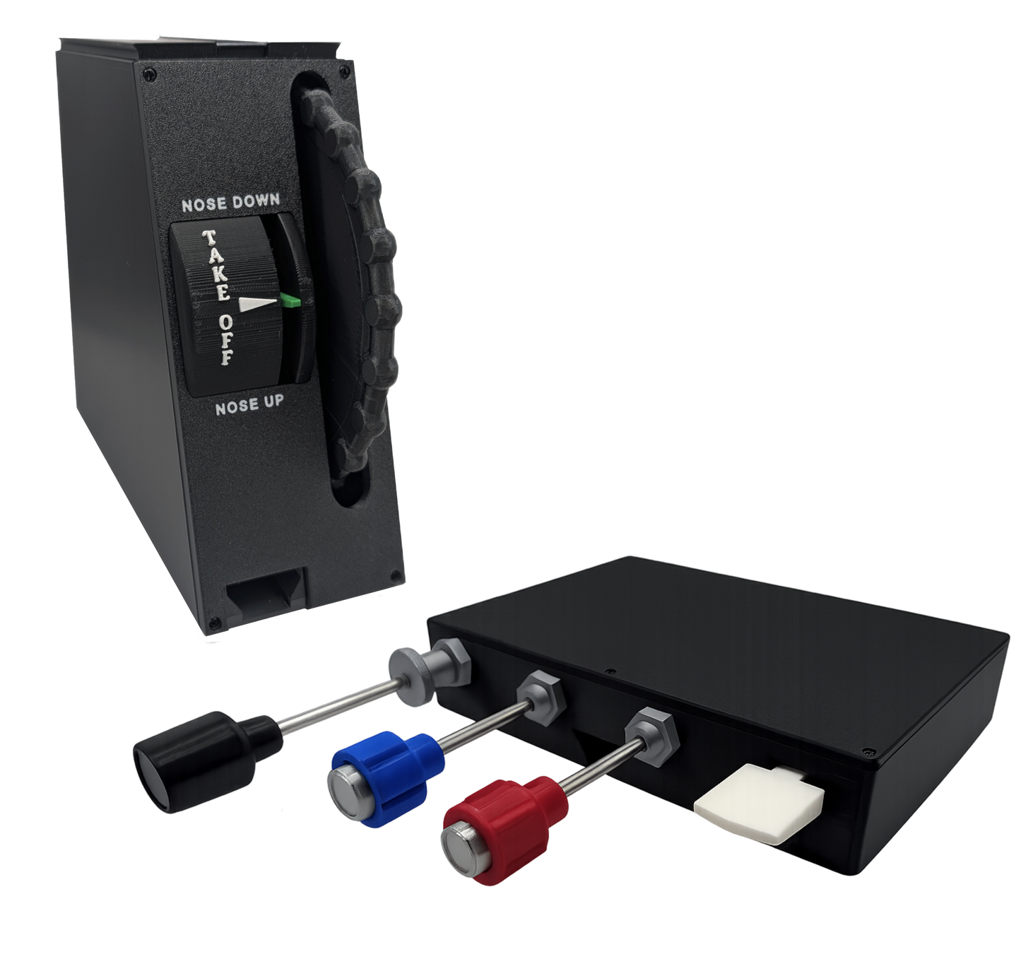 Vernier Throttle, Propeller, Mixture and Flaps Controller and Full Size Trim Wheel For Flight Simulators - Combo