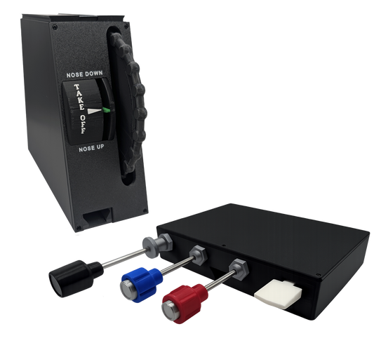 Vernier Throttle, Propeller, Mixture and Flaps Controller and Full Size Trim Wheel For Flight Simulators - Combo
