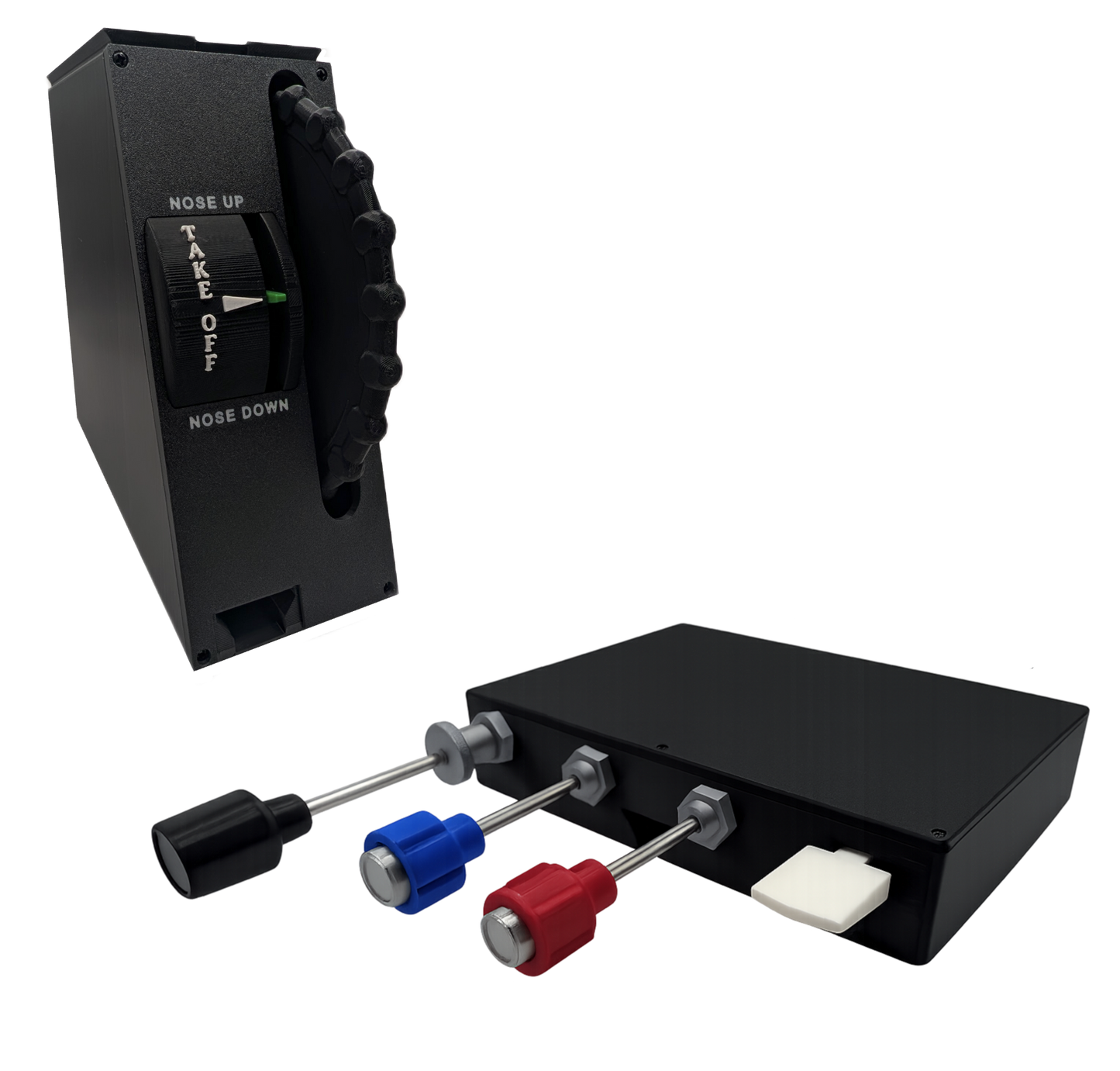 Vernier Throttle, Propeller, Mixture and Flaps Controller and Full Size Trim Wheel For Flight Simulators - Combo
