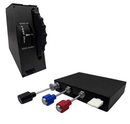 Throttle, Propeller, Mixture and Flaps Vernier Controller and Full Size Trim Wheel For Flight Simulators - Combo
